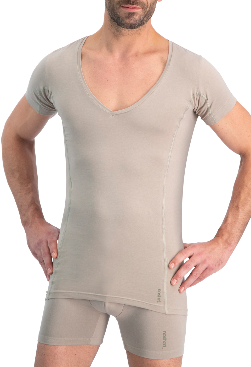 NOSHIRT dry - deep V - invisible khaki