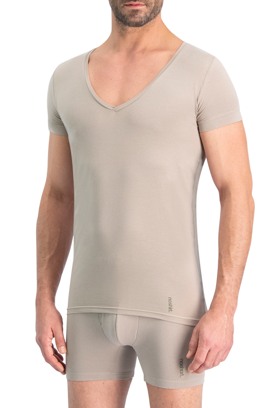 NOSHIRT nature - deep V - invisible khaki